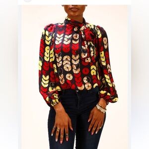 D’iyanu Blouse with built on neck tie 3X